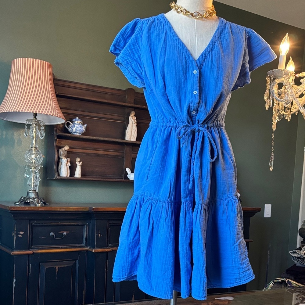 Blue Button-Down Women's Dress